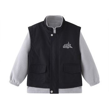 Detská fleecová bunda s stojacím golierom, zipsom, dlhé rukávy, krátka dĺžka