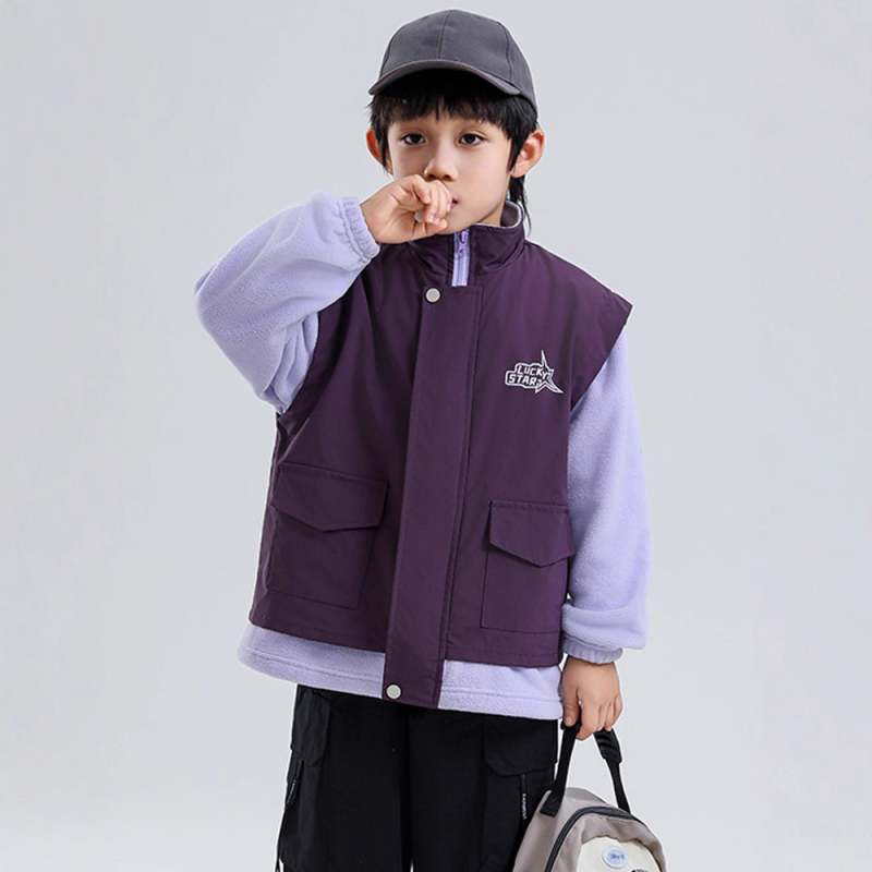 Detská fleecová bunda s stojacím golierom, zipsom, dlhé rukávy, krátka dĺžka