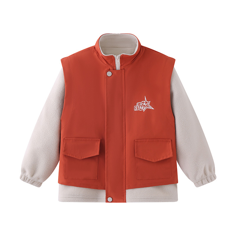 Detská fleecová bunda s stojacím golierom, zipsom, dlhé rukávy, krátka dĺžka