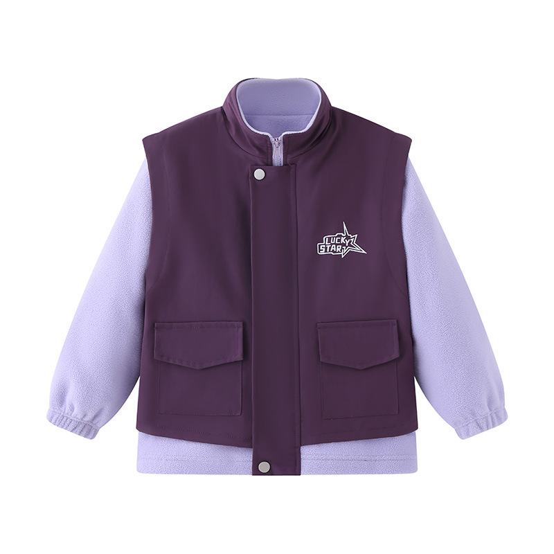 Detská fleecová bunda s stojacím golierom, zipsom, dlhé rukávy, krátka dĺžka