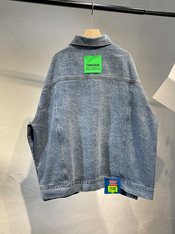 Ženska traper jakna, ležernog kroja, korejski stil, srednja duljina, dugi rukavi, jednoredno zatvaranje, pamuk 71–80% s podstavom od pamuka