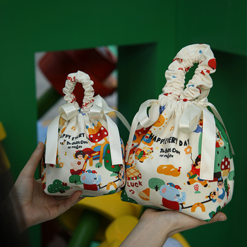 Kimhome Сватбена торбичка за бонбони, платнена, мультяшен стил, подаръчна кутия