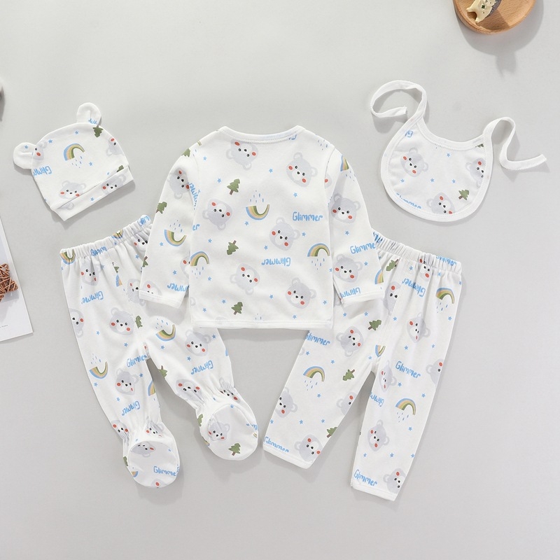 Подаръчна кутия за новородени — 5-частов памучен комплект дрехи за бебета, унисекс