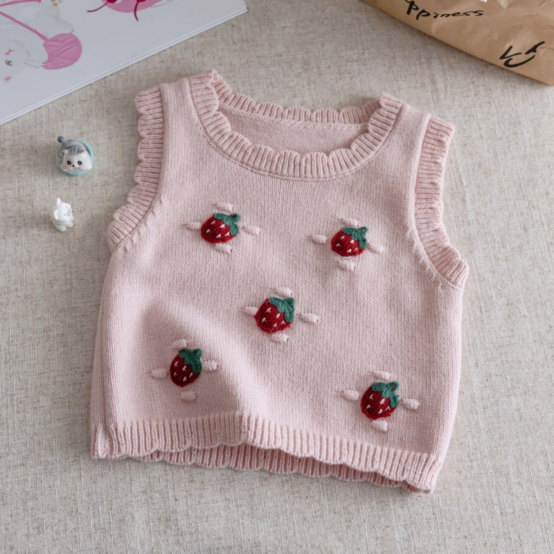 Detské pletené vesty s kvetinovým vzorom, 95% bavlna, polyesterový výplň, bavlnená podšívka, štýl princeznej