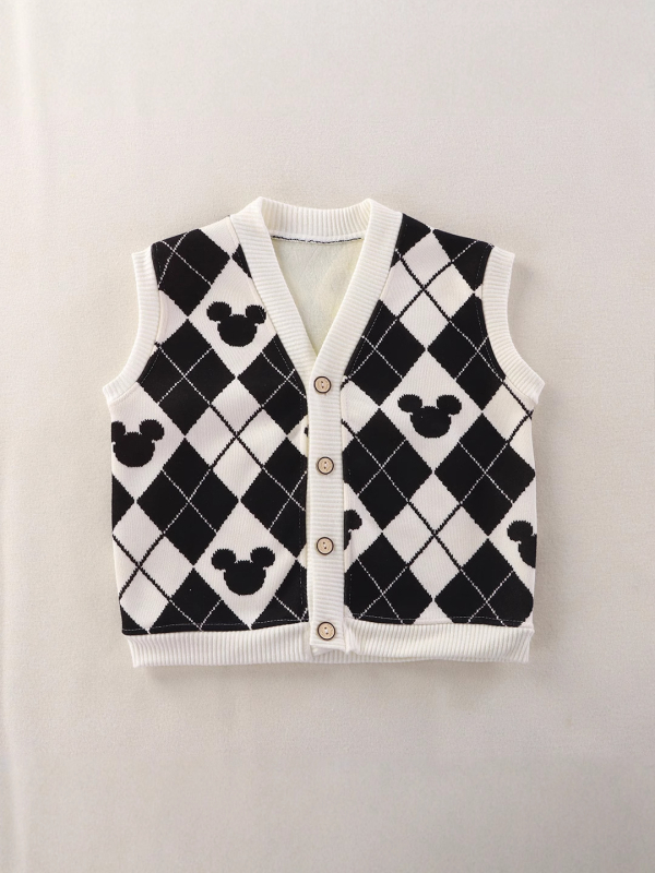 Dječja vesta, unisex, casual cardigan, uzorak s slovima, debeli Pearl Fleece sa poliesterom za podlogu, zatvaranje na jedan red gumba, pogodno za proljeće, jesen i zimu