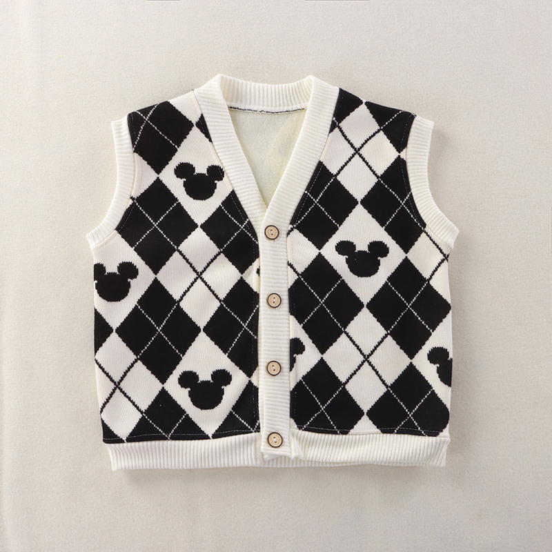 Dječja vesta, unisex, casual cardigan, uzorak s slovima, debeli Pearl Fleece sa poliesterom za podlogu, zatvaranje na jedan red gumba, pogodno za proljeće, jesen i zimu