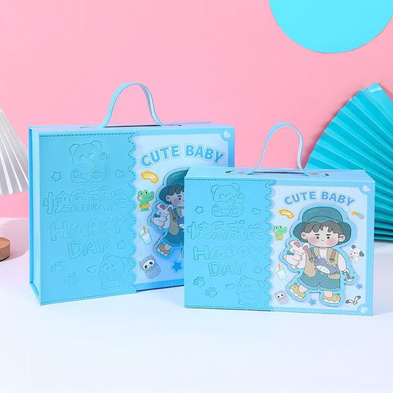 Квадратна подаръчна кутия от хартия, карикатурен стил, подходяща за сватби