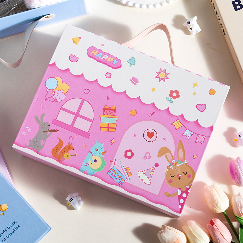 Празна правоъгълна кутия за подаръци за детска церемония (№ на артикул: X-727/X-728; Форма: правоъгълна; Материал: твърд картон; Стил: китайски)