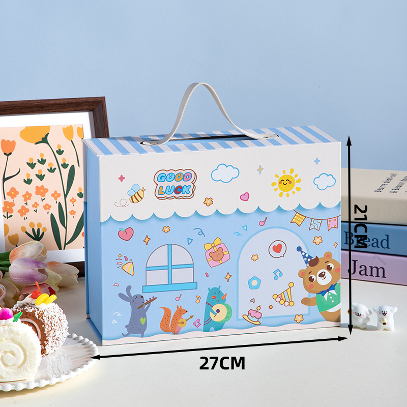 Празна правоъгълна кутия за подаръци за детска церемония (№ на артикул: X-727/X-728; Форма: правоъгълна; Материал: твърд картон; Стил: китайски)