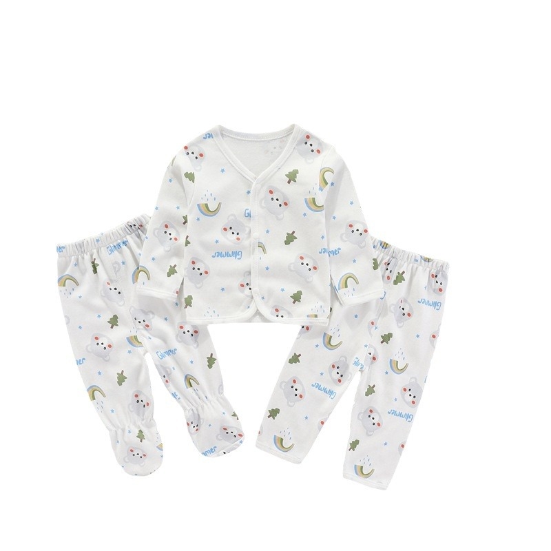 5-частен комплект памучни дрехи за новородени — дълги ръкави, 0-12 месеца, всички сезони, неутрален стил