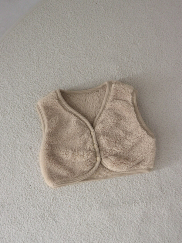 Detská vest v kórejskom štýle, hustý polyester s bavlnenou podšívkou, bez kapucne, zapínanie na jeden rad gombíkov, vhodná pre 0–1 rok