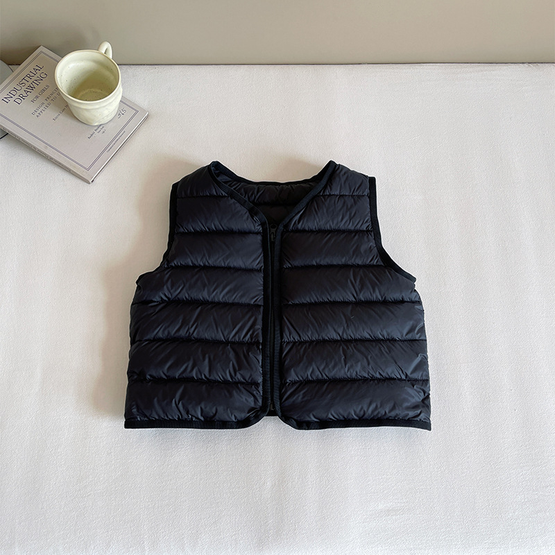 Kisgyerekeknek szóló koreai stílusú téli tollkabát, kacsa toll 86–90%, rövid szabás, laza szabás, nem levehető kapucni