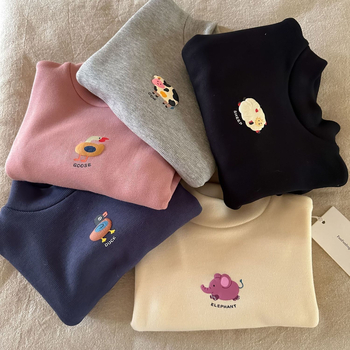 Unisex vaikų žieminis topas su fliso pamušalu, tankus, aukštas apykaklė, 3–8 metai