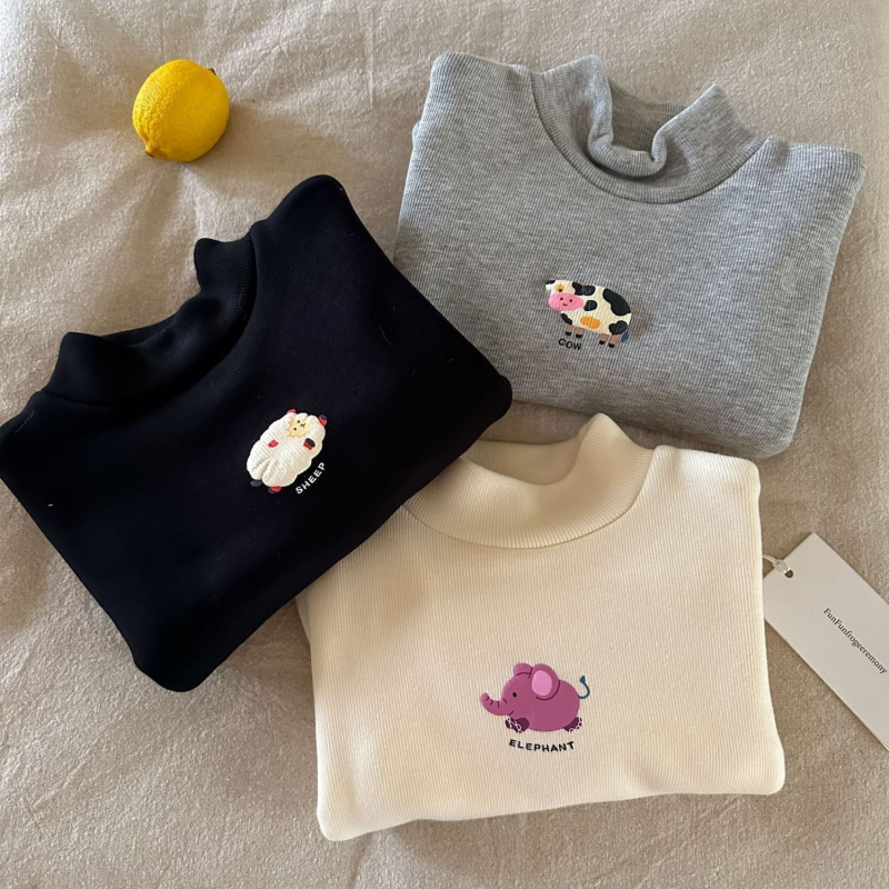 Unisex vaikų žieminis topas su fliso pamušalu, tankus, aukštas apykaklė, 3–8 metai