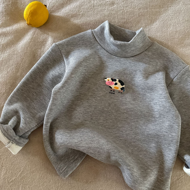 Unisex vaikų žieminis topas su fliso pamušalu, tankus, aukštas apykaklė, 3–8 metai