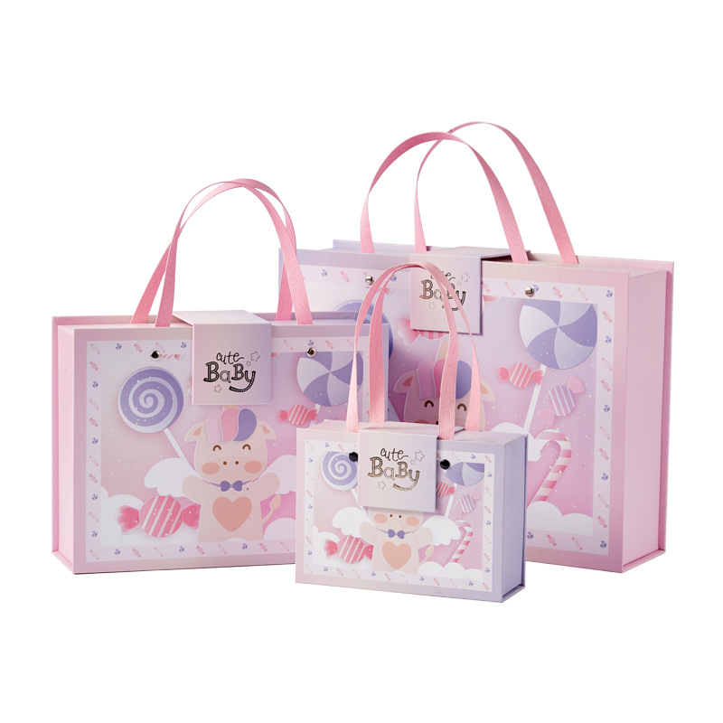 Animacinio stiliaus popierinė dovanų dėžutė kūdikiams ir vaikams – pritaikoma su spausdintu logotipu, tuščia dėžutė