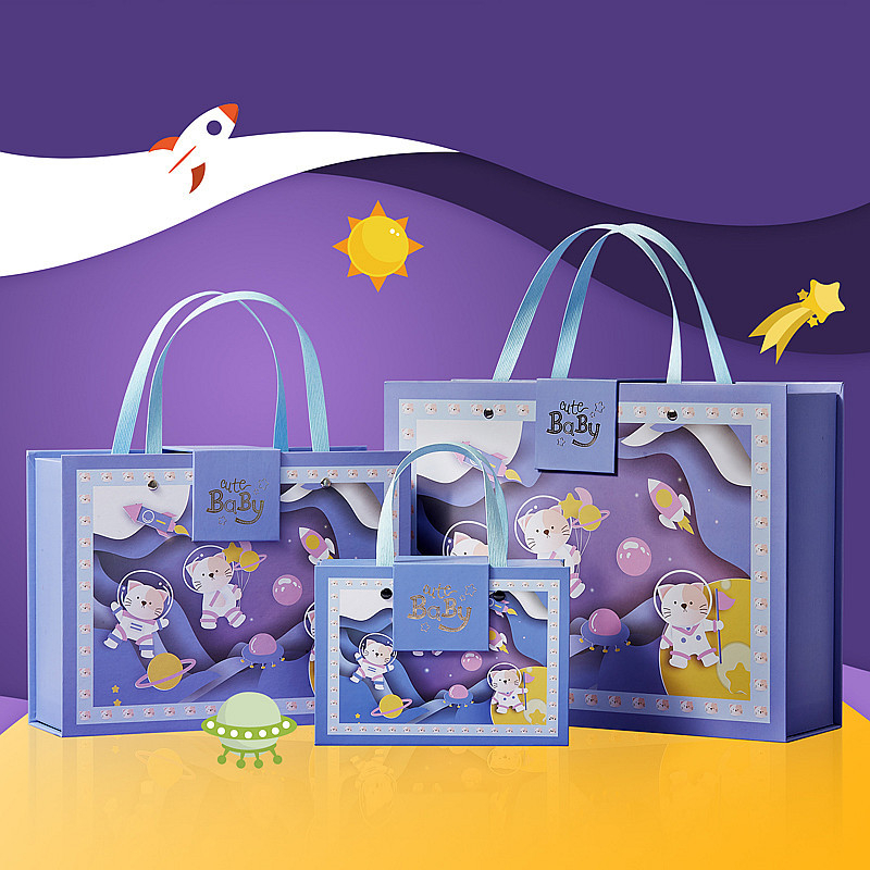 Animacinio stiliaus popierinė dovanų dėžutė kūdikiams ir vaikams – pritaikoma su spausdintu logotipu, tuščia dėžutė