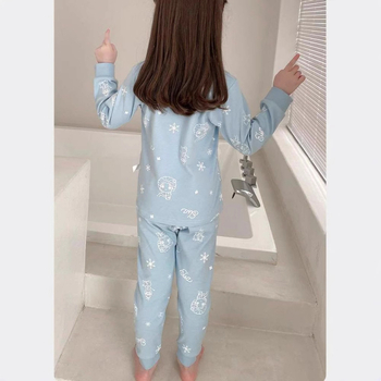 Lányoknak szóló őszi pizsama készlet Derong anyagból, 85% poliészter, karikatúra mintával, meleg, 3–8 éveseknek