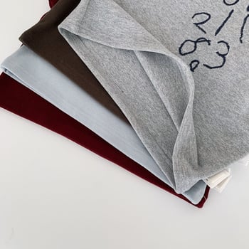 Dječja majica s dugim rukavima, unisex, korejski stil, s natpisom slovima, poliester 65,7%, bez kapulje, za uzrast 3-8 godina