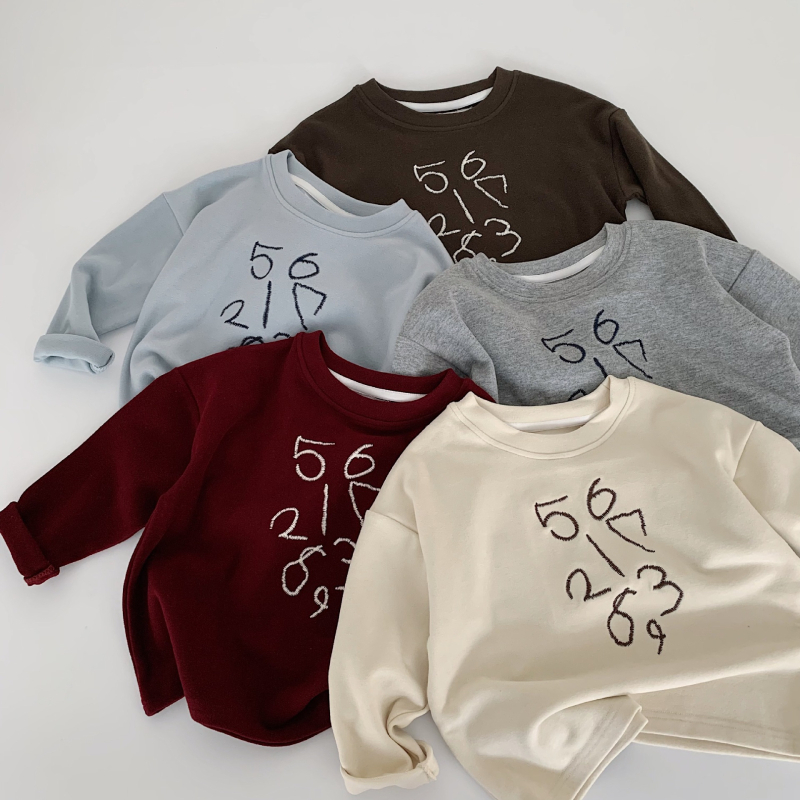 Dječja majica s dugim rukavima, unisex, korejski stil, s natpisom slovima, poliester 65,7%, bez kapulje, za uzrast 3-8 godina