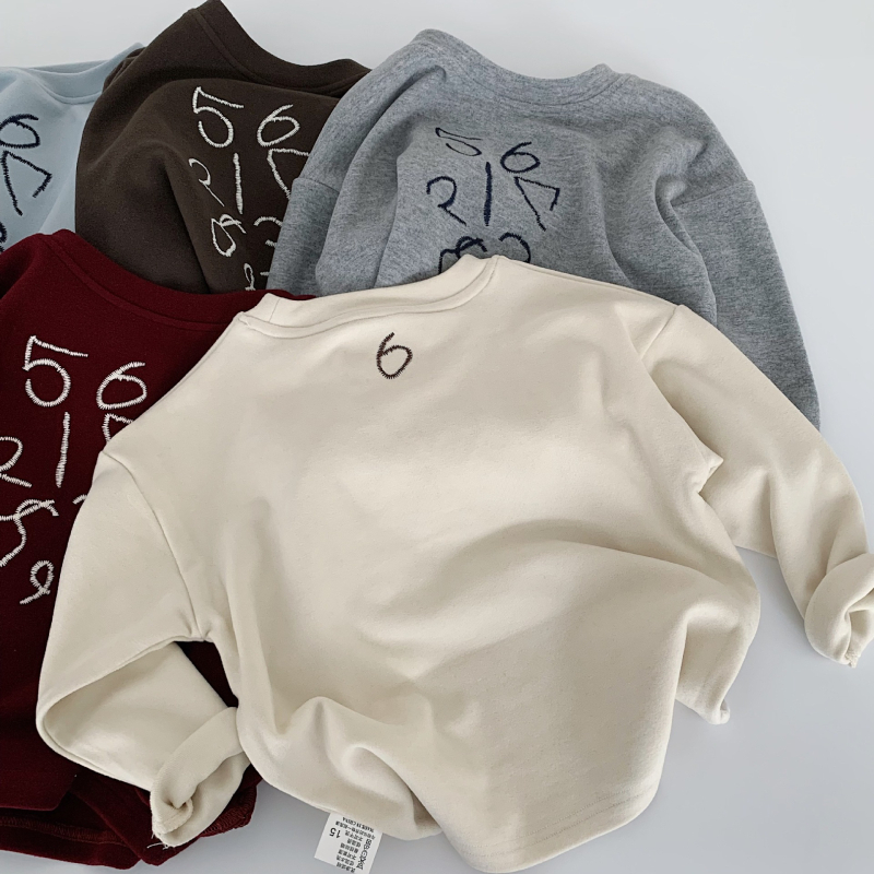 Dječja majica s dugim rukavima, unisex, korejski stil, s natpisom slovima, poliester 65,7%, bez kapulje, za uzrast 3-8 godina