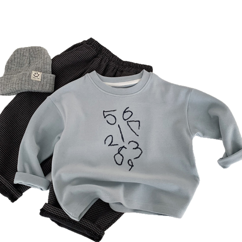 Dječja majica s dugim rukavima, unisex, korejski stil, s natpisom slovima, poliester 65,7%, bez kapulje, za uzrast 3-8 godina