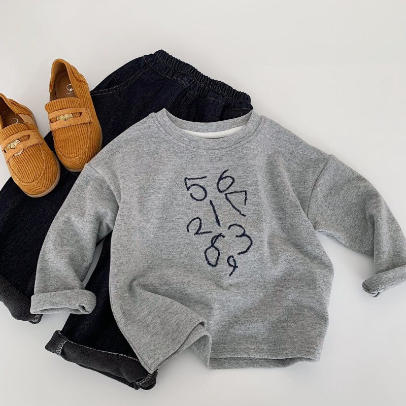 Dječja majica s dugim rukavima, unisex, korejski stil, s natpisom slovima, poliester 65,7%, bez kapulje, za uzrast 3-8 godina
