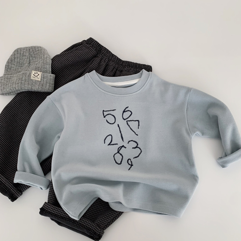 Dječja majica s dugim rukavima, unisex, korejski stil, s natpisom slovima, poliester 65,7%, bez kapulje, za uzrast 3-8 godina