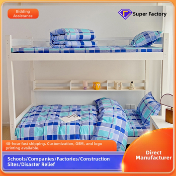 Trys dalių patalynės komplektas bendrabutyje iš 100% medvilnės, dryžių raštas; audinio tankis 133x72; siūlų skaičius 30s; reaktyvus spausdinimas ir dažymas; paprastas audinys; pritaikymas įmanomas; Junshengda