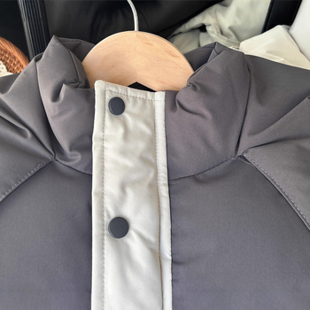 Bērnu kokvilnas jaka ar kapuci, korejiešu stila, bieza, poliestera pildījums
