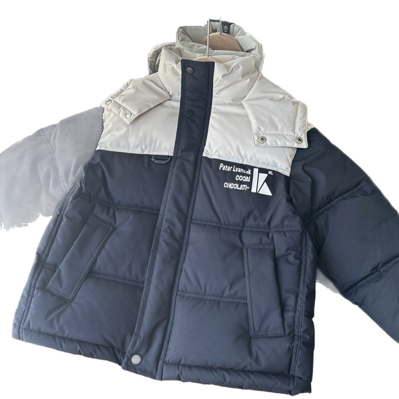 Bērnu kokvilnas jaka ar kapuci, korejiešu stila, bieza, poliestera pildījums