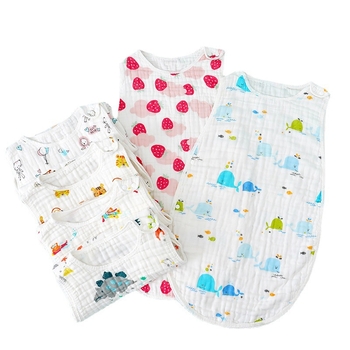 Zīdaiņu guļammaiss vestes stilā, tīrs kokvilnas audums, kokvilnas pildījums, augļu karikatūras dizains