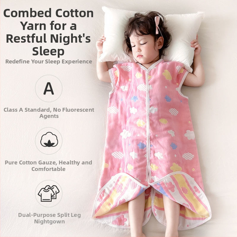 Bērnu guļammaiss četrām sezonām no 100% kokvilnas gazes auduma, ar atdalāmām kājām, pildījums kašmīrs un pūka