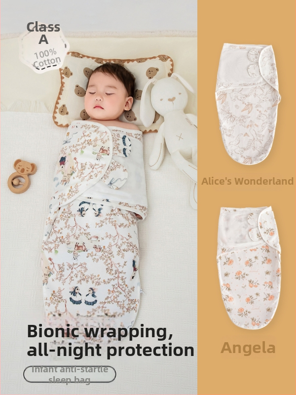 Anti-jump gulēšanas somiņa zīdaiņiem - karikatūras raksts, ārējais materiāls kokvilnas maisījums, odere un pildījums 100% kokvilna, kokon veida tips, piemērots 0–1 gadam