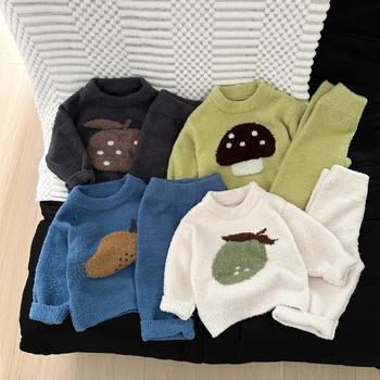 Bebin unisex dvodijelni kućni komplet, debeli poliester, korejski stil, dugi rukav i duge hlače