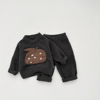 Bebin unisex dvodijelni kućni komplet, debeli poliester, korejski stil, dugi rukav i duge hlače