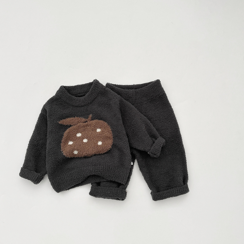 Bebin unisex dvodijelni kućni komplet, debeli poliester, korejski stil, dugi rukav i duge hlače