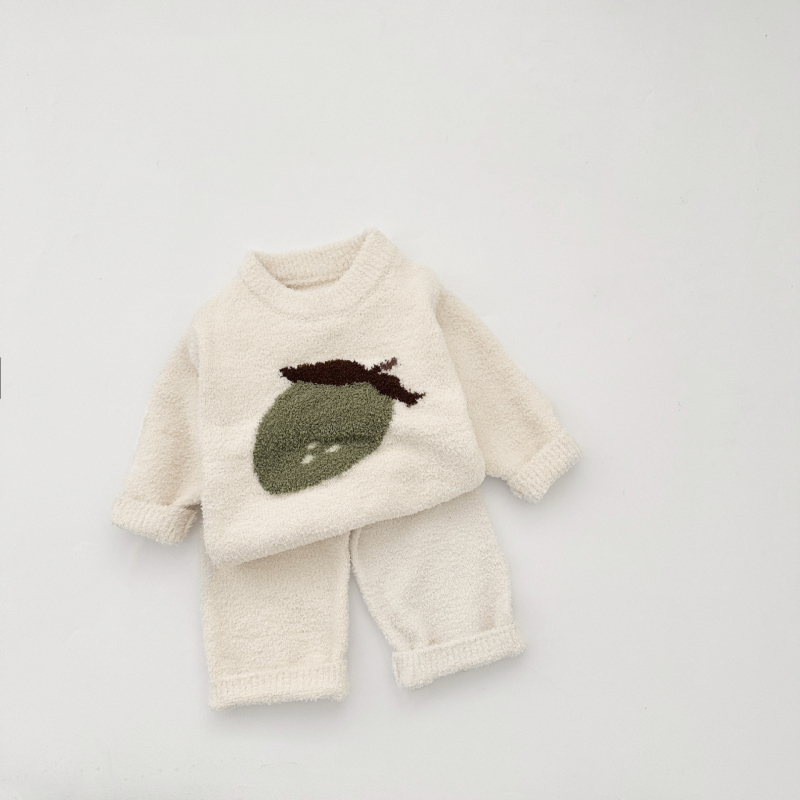 Bebin unisex dvodijelni kućni komplet, debeli poliester, korejski stil, dugi rukav i duge hlače
