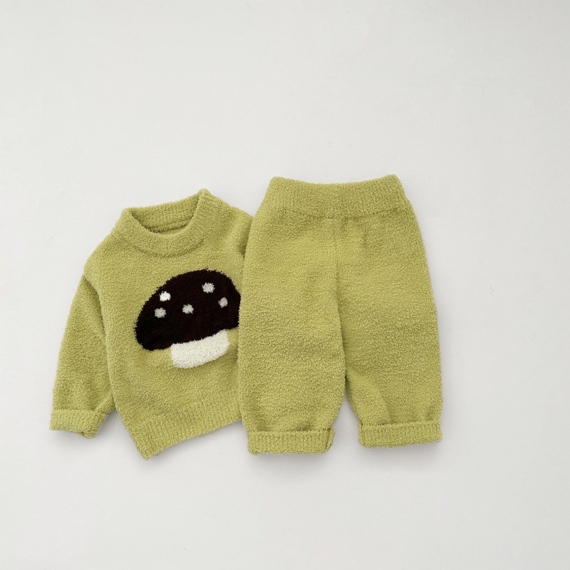 Bebin unisex dvodijelni kućni komplet, debeli poliester, korejski stil, dugi rukav i duge hlače