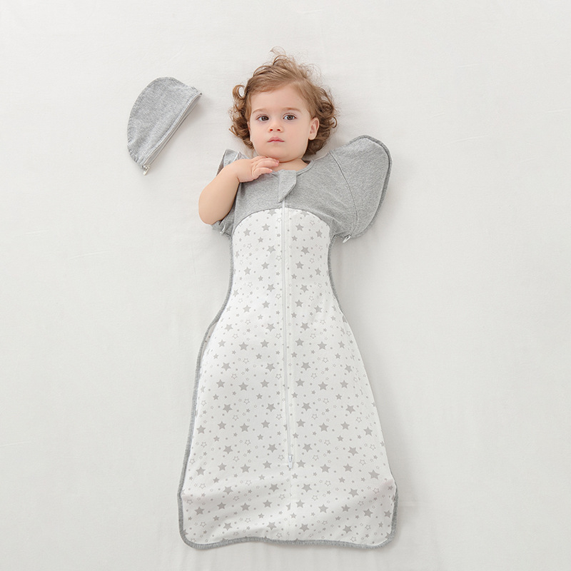 Sac de dormit pentru nou-născuți, bumbac pur 95%+, căptușeală bumbac pur 95%+, fermoar din nailon, pentru vârsta 0–1 an, potrivit pentru vară-primăvară-toamnă.