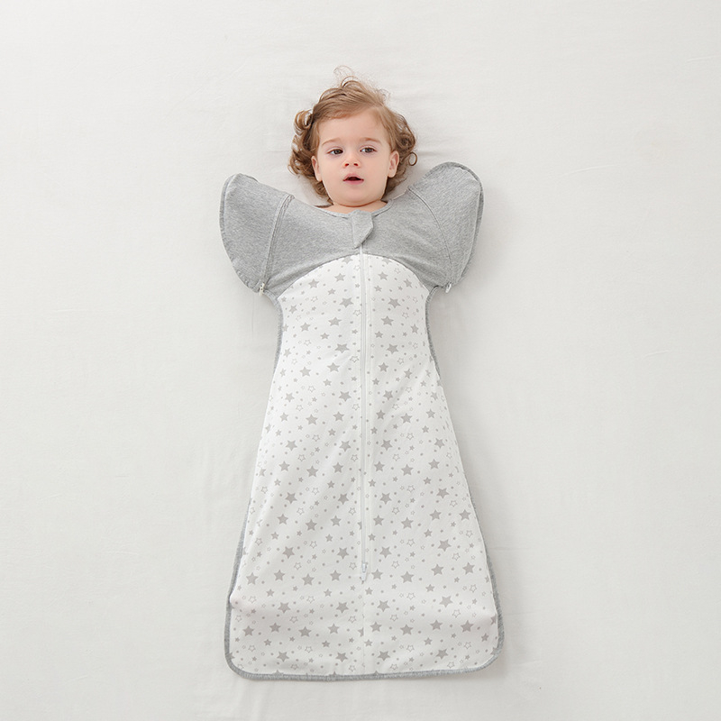 Sac de dormit pentru nou-născuți, bumbac pur 95%+, căptușeală bumbac pur 95%+, fermoar din nailon, pentru vârsta 0–1 an, potrivit pentru vară-primăvară-toamnă.