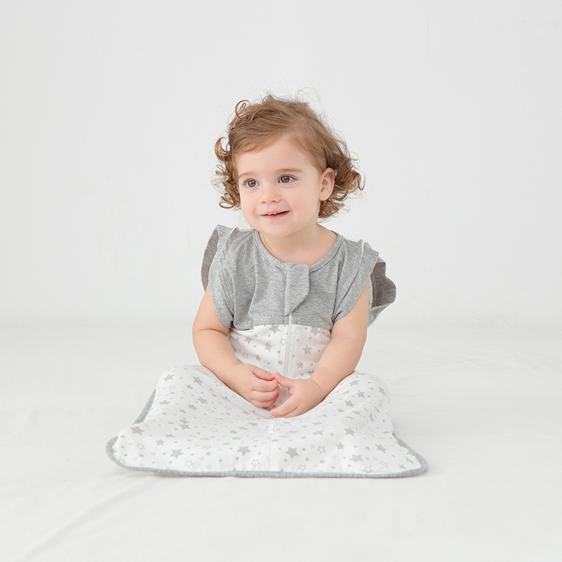 Sac de dormit pentru nou-născuți, bumbac pur 95%+, căptușeală bumbac pur 95%+, fermoar din nailon, pentru vârsta 0–1 an, potrivit pentru vară-primăvară-toamnă.