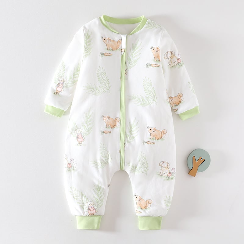 Sac de dormit pentru bebeluși cu picioare separate și mâneci lungi, iarnă–toamnă, umplutură 120 g poliester-pamuk, exterior din bumbac, fermoar din nylon