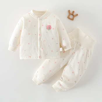 Beebide puuvillane talvine kaheosaline komplekt pikkade varrukate ja pikkade pükstega, ilma kapuutsita, 100% puuvill, sobib 0–1 aastastele