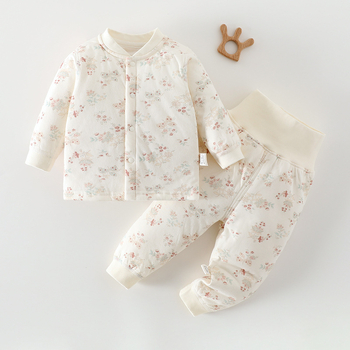 Beebide puuvillane talvine kaheosaline komplekt pikkade varrukate ja pikkade pükstega, ilma kapuutsita, 100% puuvill, sobib 0–1 aastastele