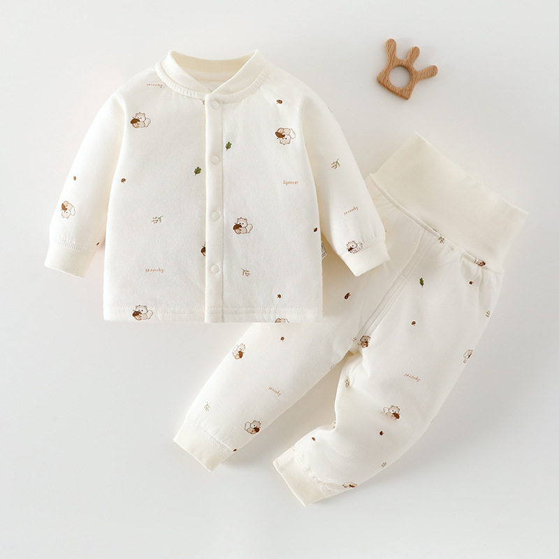 Beebide puuvillane talvine kaheosaline komplekt pikkade varrukate ja pikkade pükstega, ilma kapuutsita, 100% puuvill, sobib 0–1 aastastele