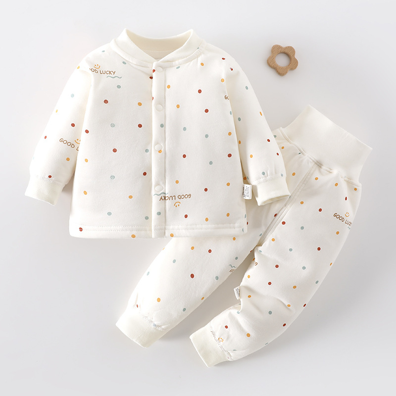 Beebide puuvillane talvine kaheosaline komplekt pikkade varrukate ja pikkade pükstega, ilma kapuutsita, 100% puuvill, sobib 0–1 aastastele