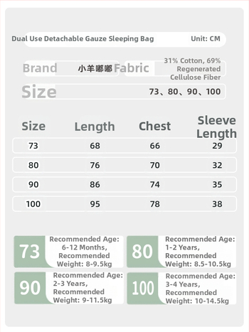 Guļammaiss bērniem – bambusa šķiedras audums, sintētiska pildviela, noņemami piedurknes, piemērots vasarai, pavasarim un rudenim, karikatūras raksts