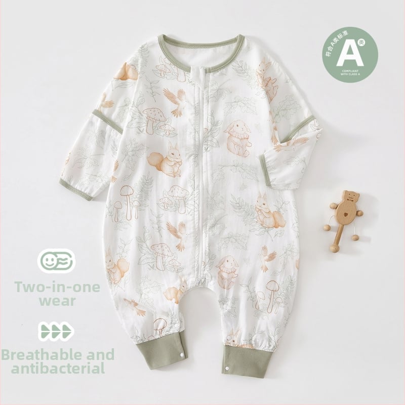 Guļammaiss bērniem – bambusa šķiedras audums, sintētiska pildviela, noņemami piedurknes, piemērots vasarai, pavasarim un rudenim, karikatūras raksts