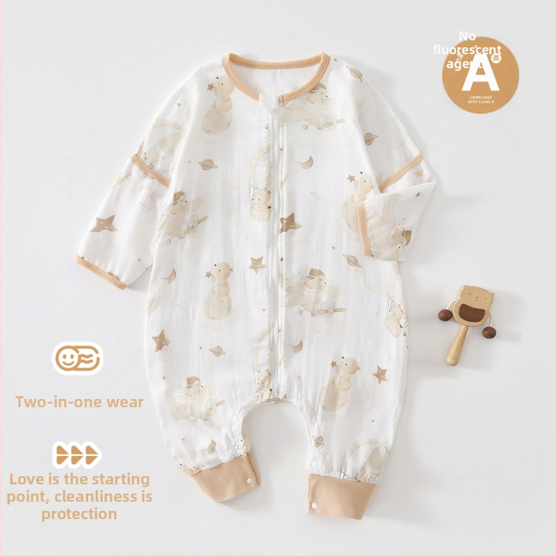 Guļammaiss bērniem – bambusa šķiedras audums, sintētiska pildviela, noņemami piedurknes, piemērots vasarai, pavasarim un rudenim, karikatūras raksts